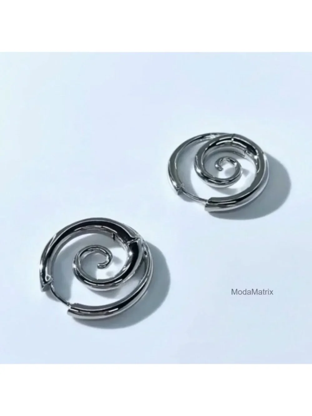 Sea Wave Spiral Hoop Earrings Stainless Steel 18K Golden Plated Huggie Hoops